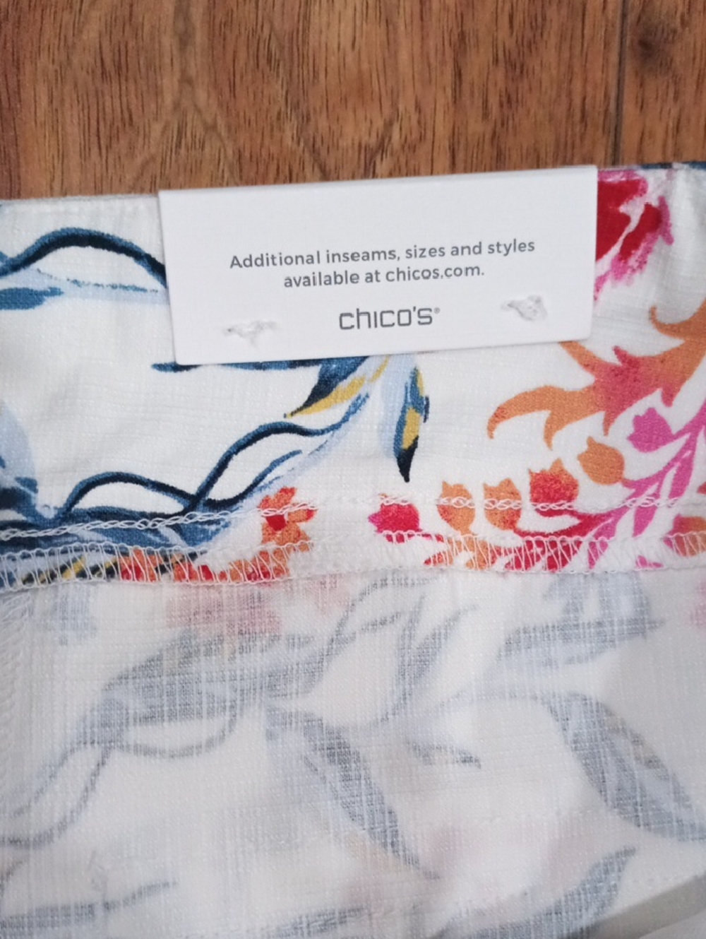 Chico's White Floral Bermuda Shorts with Blue, Pink & Orange Print - Picture 6 of 10